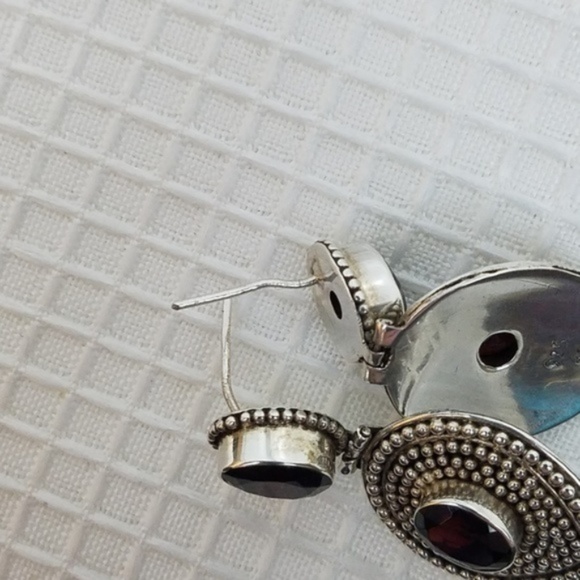 Suarti BA Signed Garnet Sterling SILVER Earrings - Picture 7 of 7